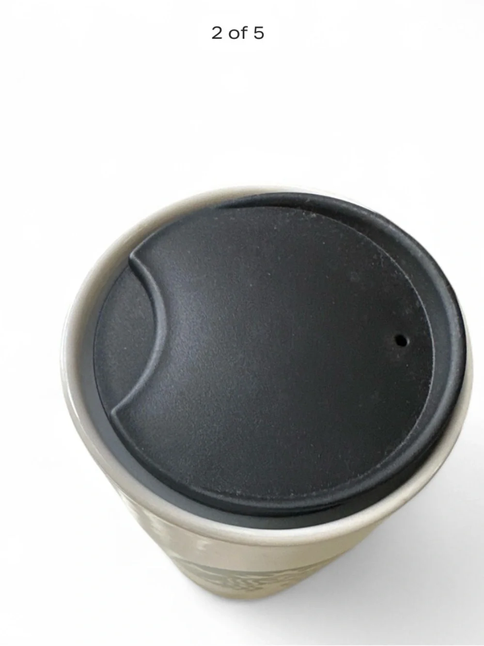 Starbucks Cream Tumbler with Green Logo and Black Lid